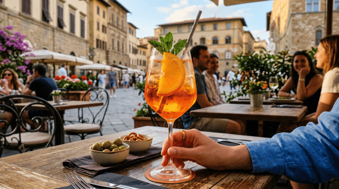 Aperol Spritz cocktail with orange slice garnish