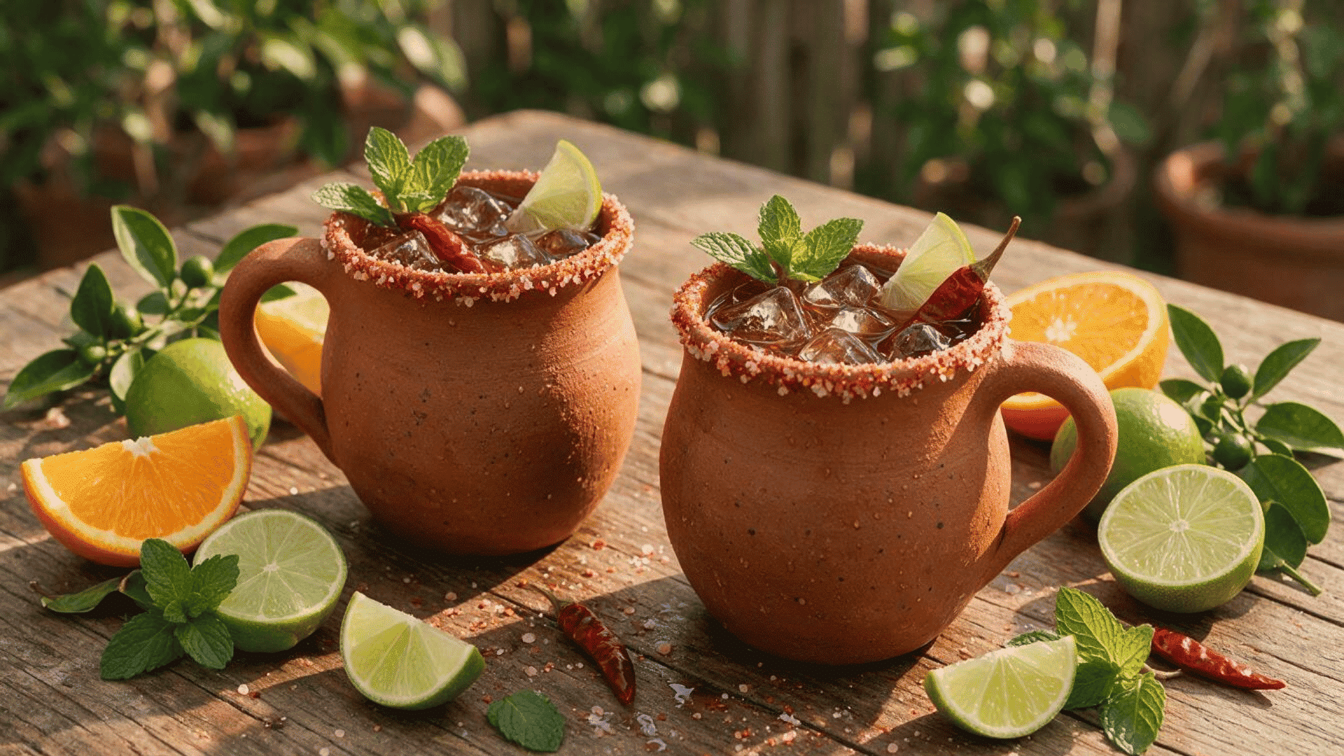 Cantarito in clay cup with citrus ice