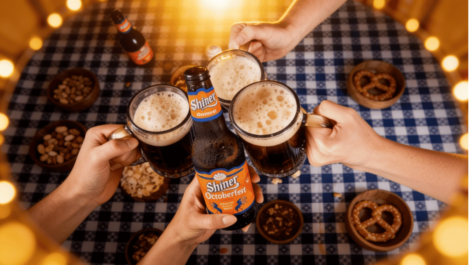 craft beer shown with hands holding glasses