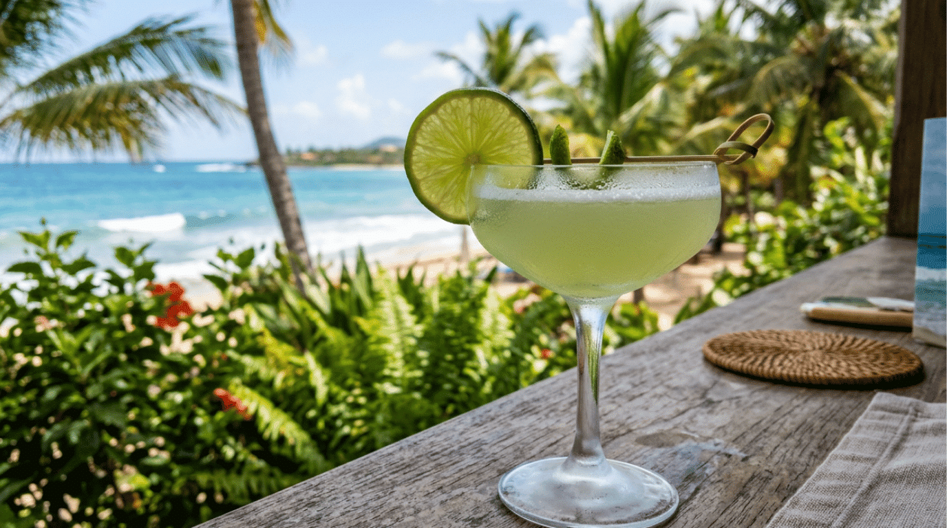 Classic daiquiri cocktail in a chilled coupe glass