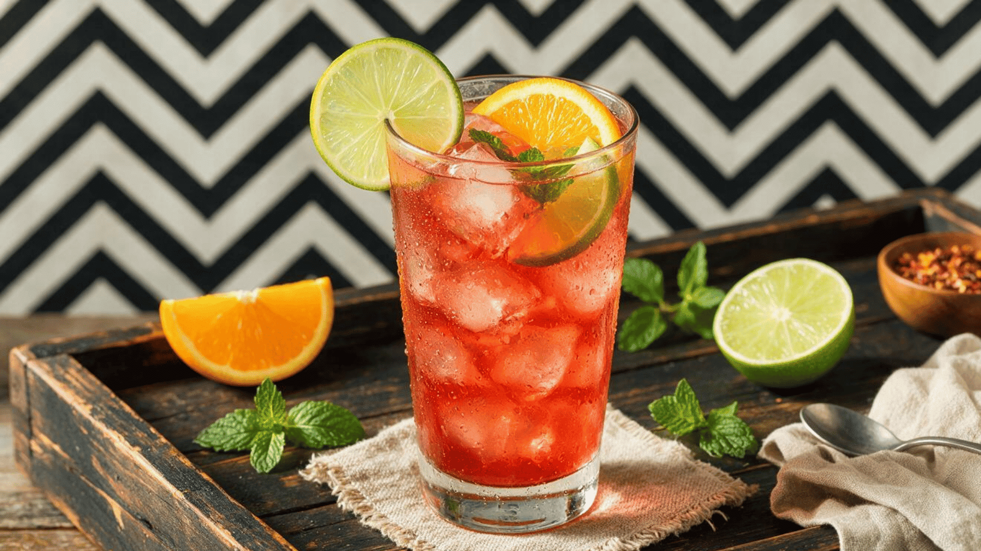 El Diablo highball with ruby berry color