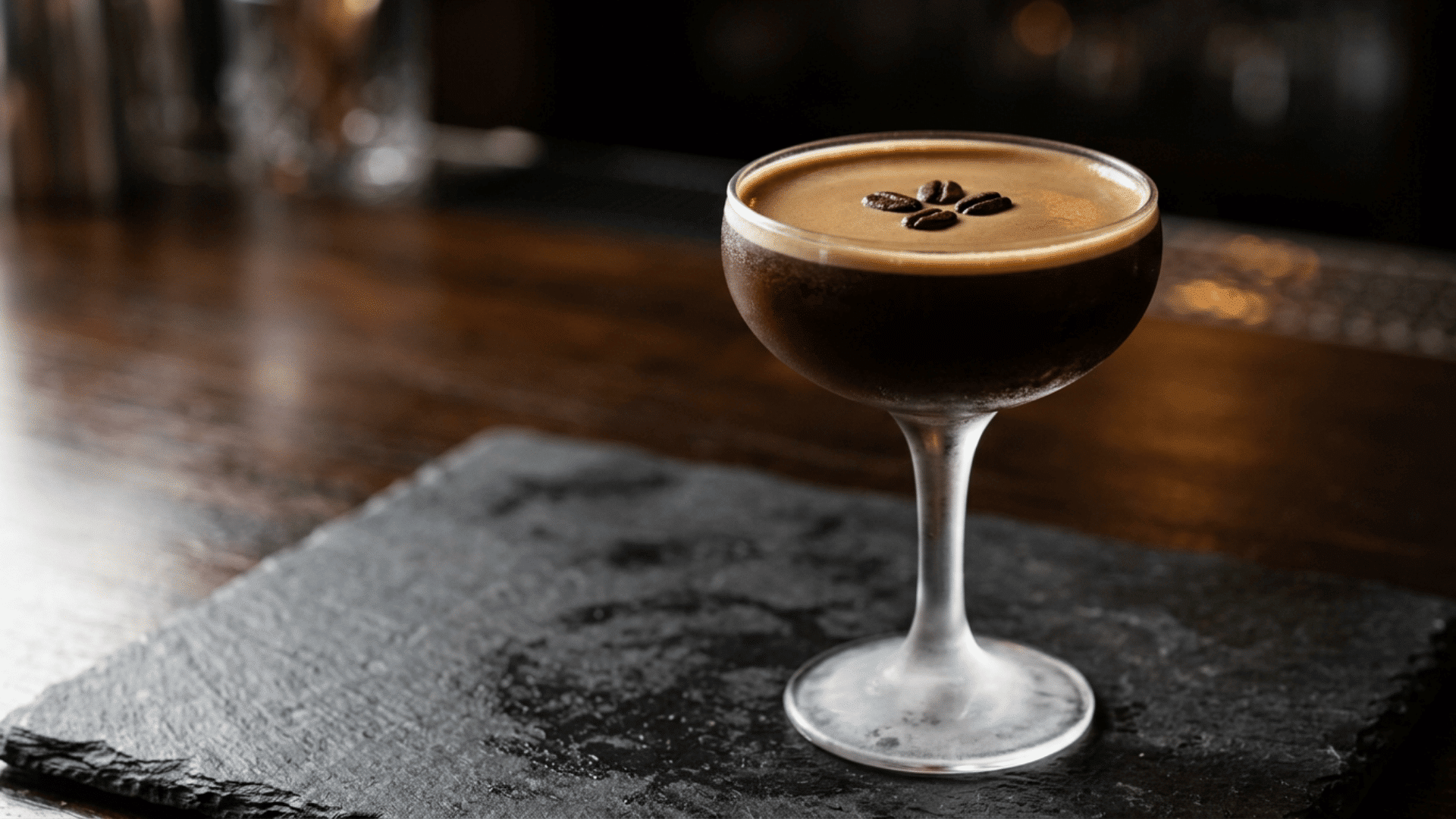 Espresso margarita in a coupe glass with coffee bean garnish