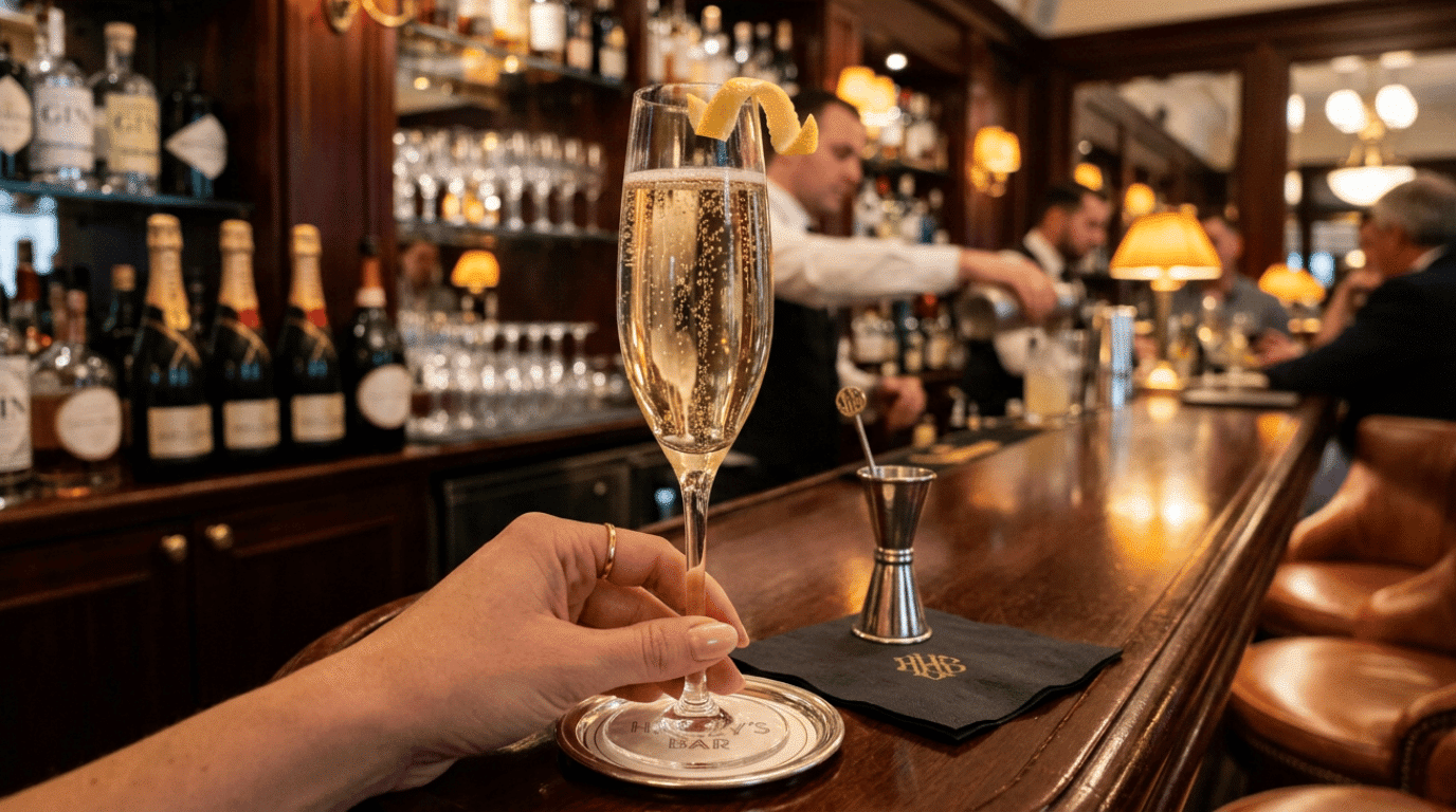 French 75 cocktail served in a champagne flute