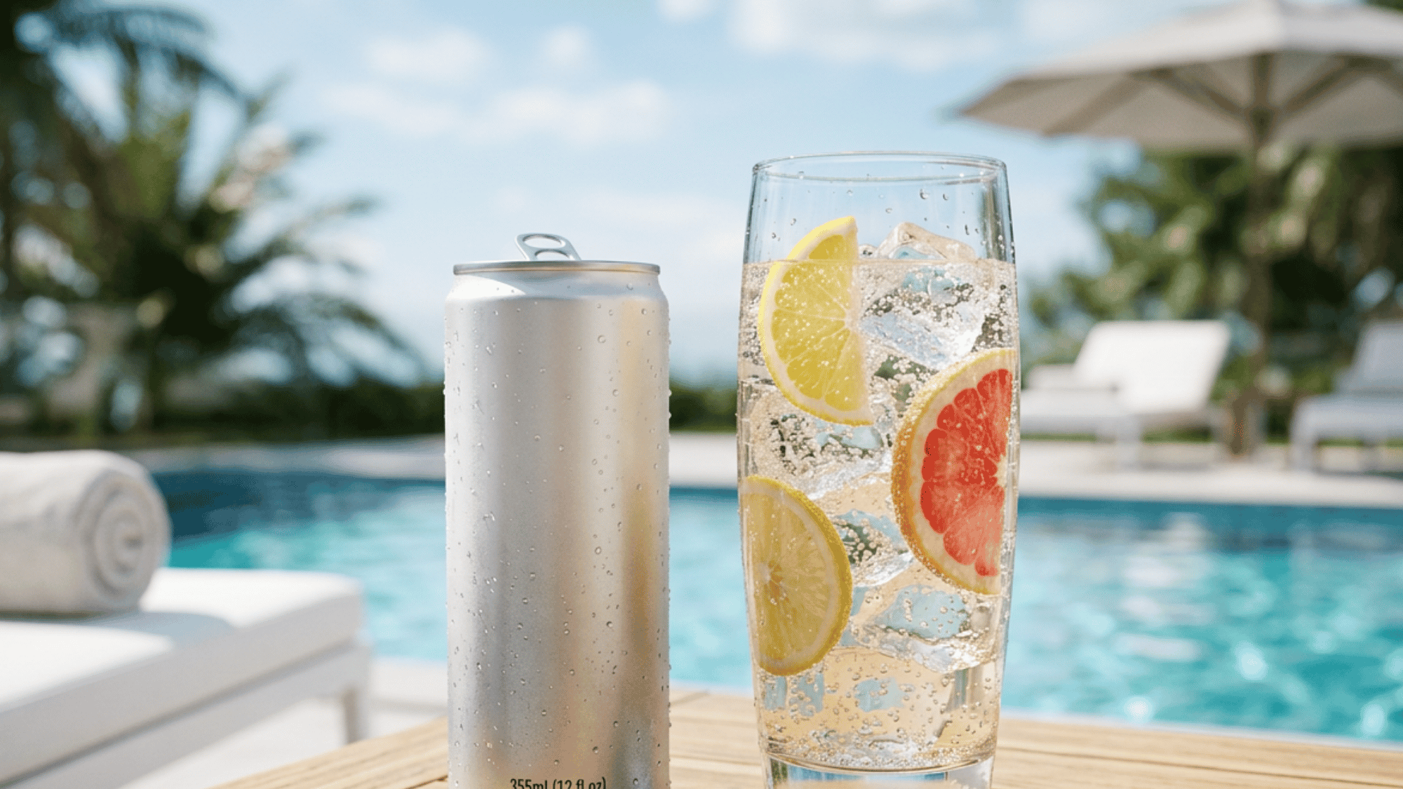 Cans of hard seltzers arranged neatly, highlighting light alcoholic sparkling drinks