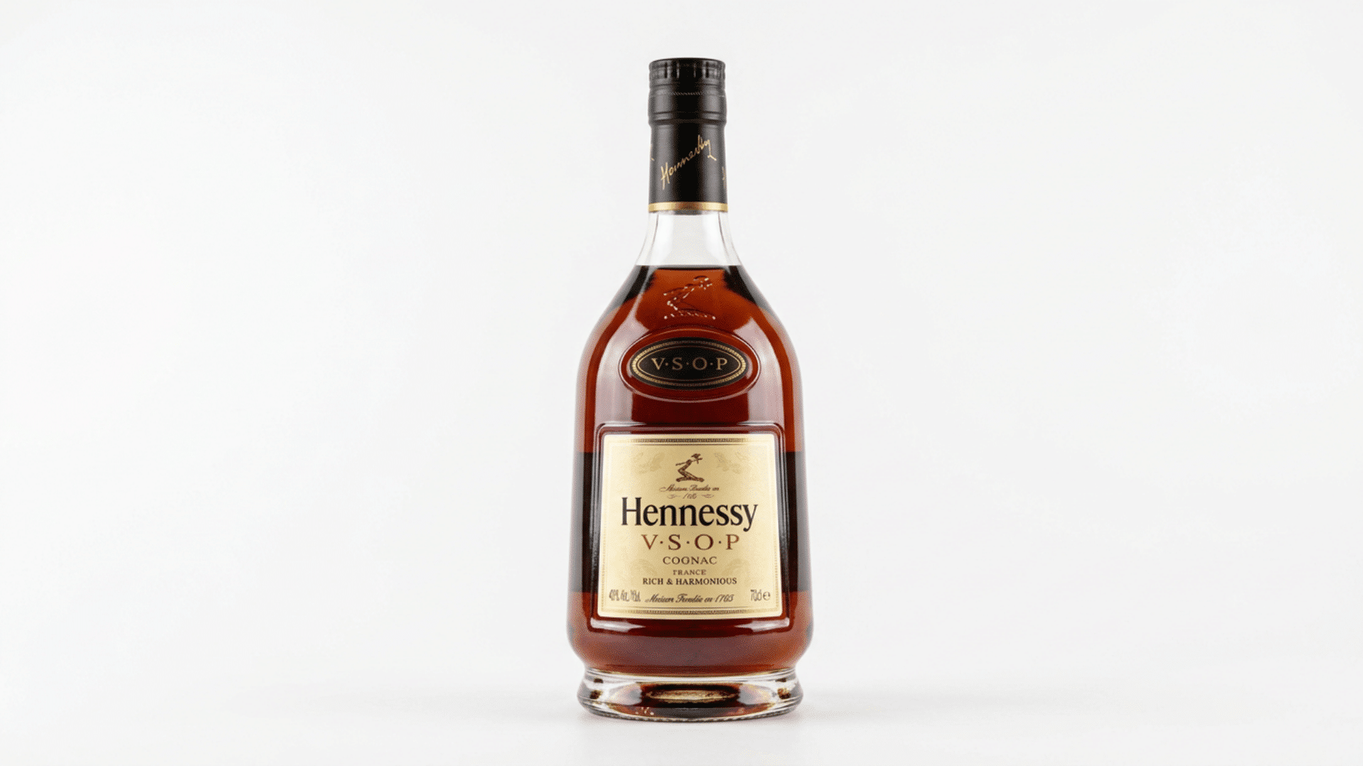 hennessy v.s.o.p cognac bottle on a plain background
