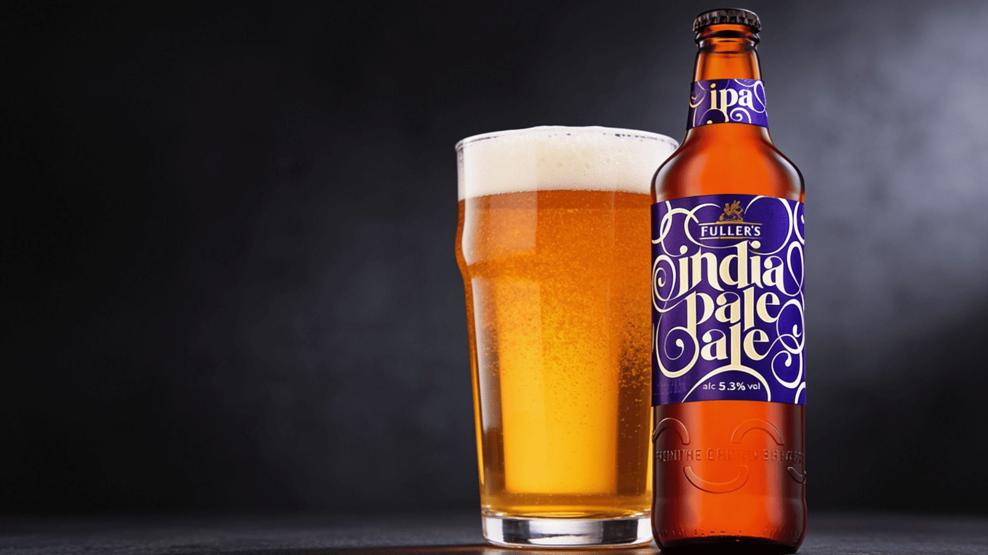 Indian pale ale shown with a dark background