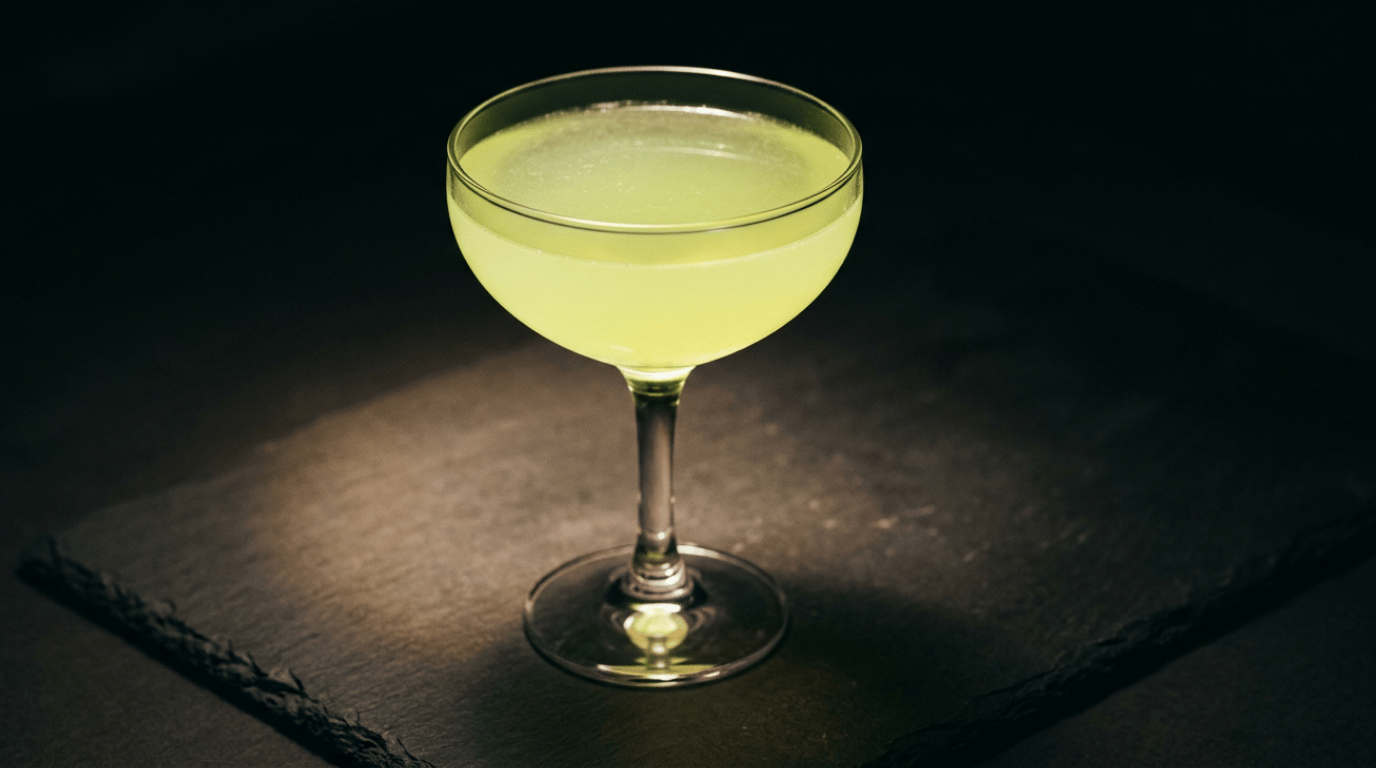 Kamikaze cocktail served in a small coupe glass on a dark surface