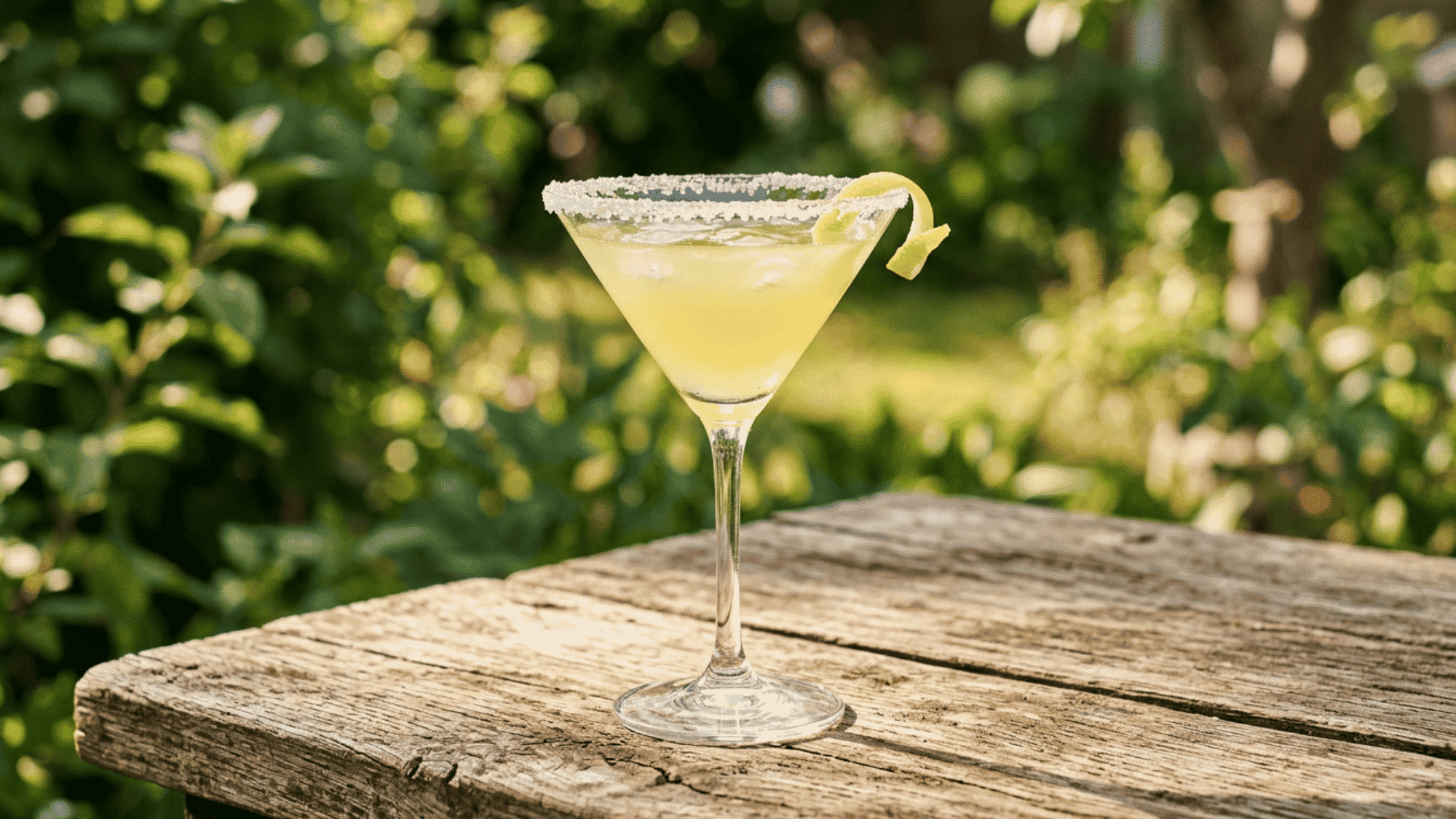 Lemon Drop Martini with sugar rim and lemon twist in a martini glass