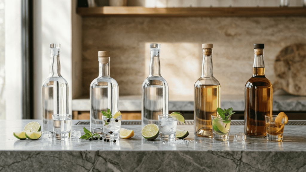 Comparison chart of lowest calorie alcoholic drinks ranked by serving size and type