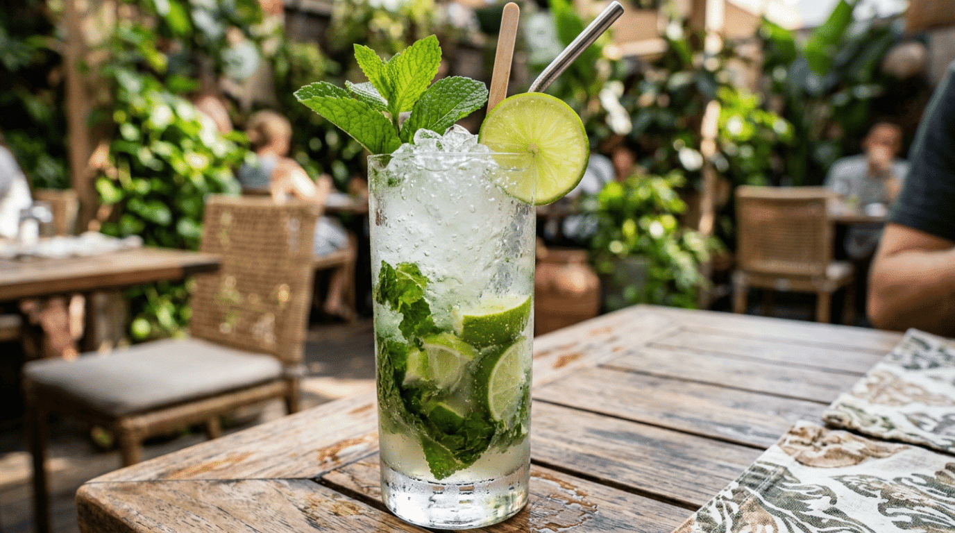 Mojito cocktail with mint and lime