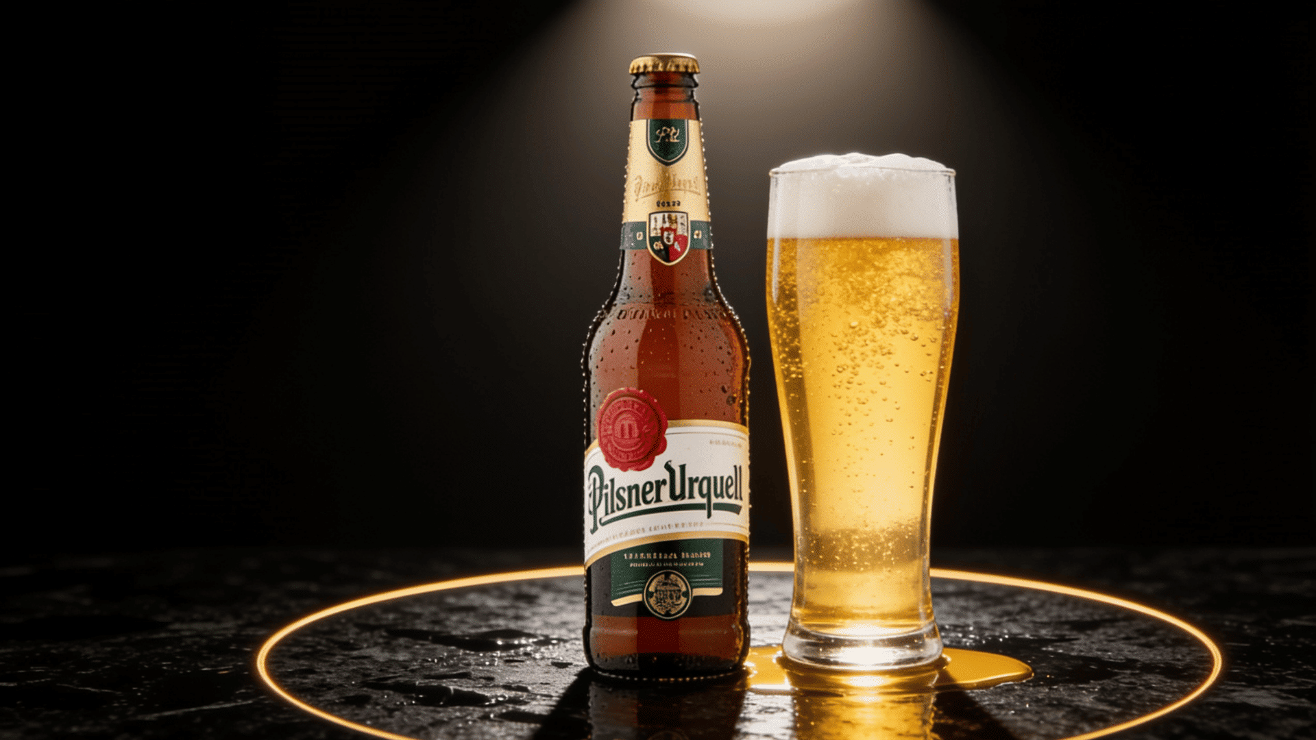 pilsner shown with a dark background