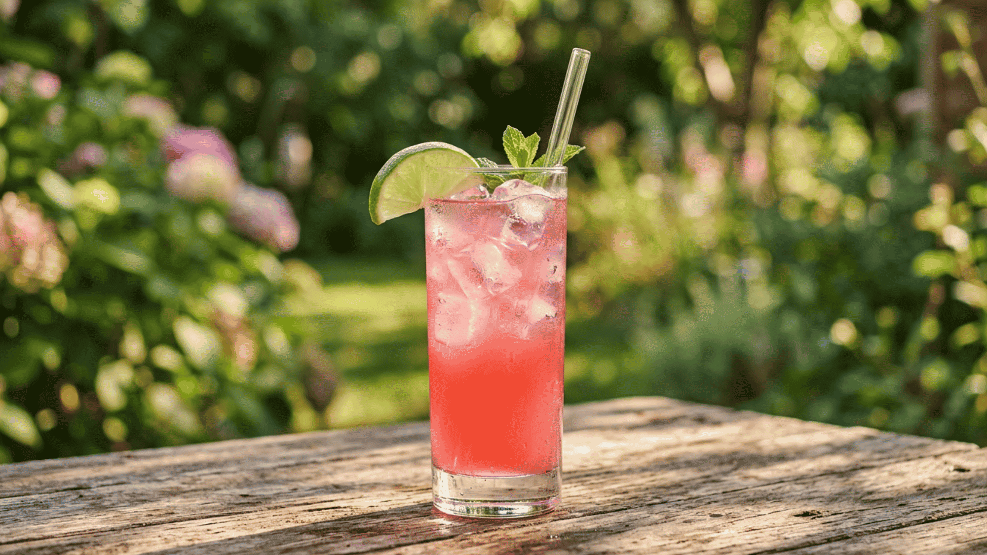 Sea Breeze with cranberry, grapefruit, lime, and ice in a tall glass