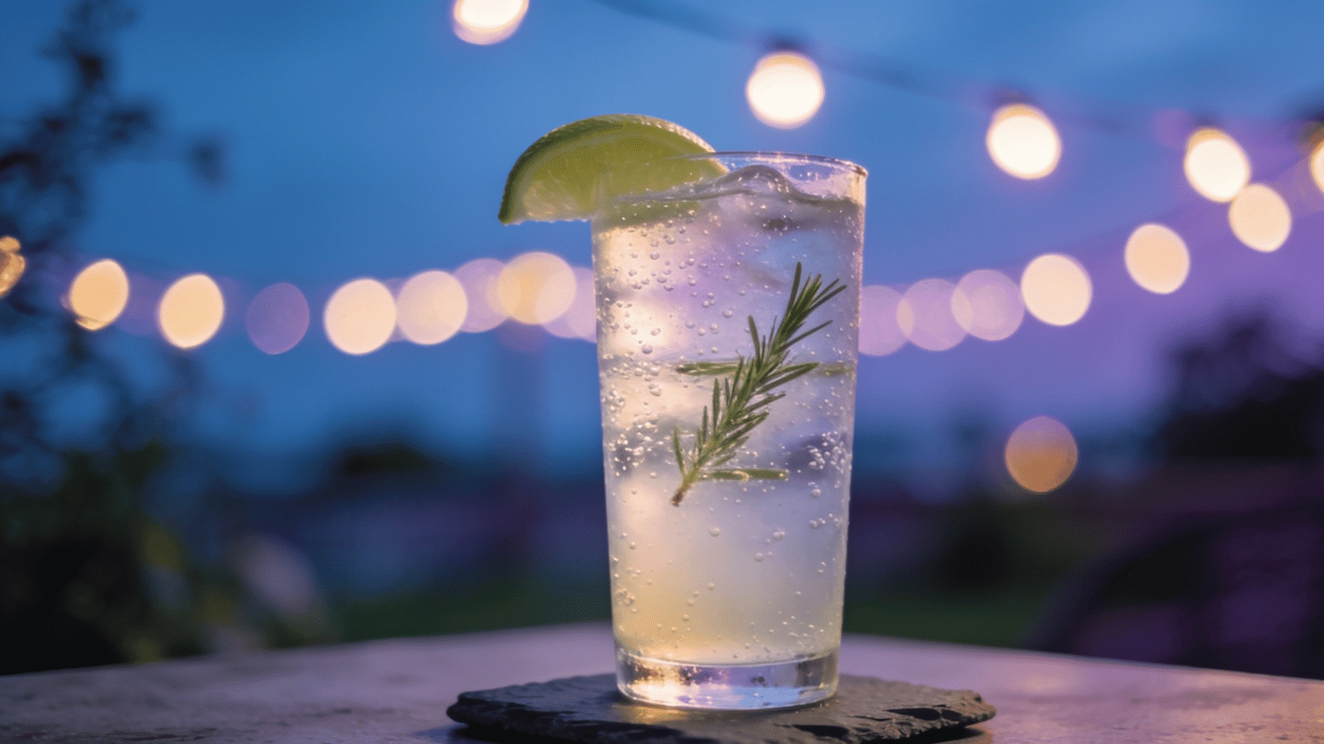 Tequila and tonic with lime and rosemary