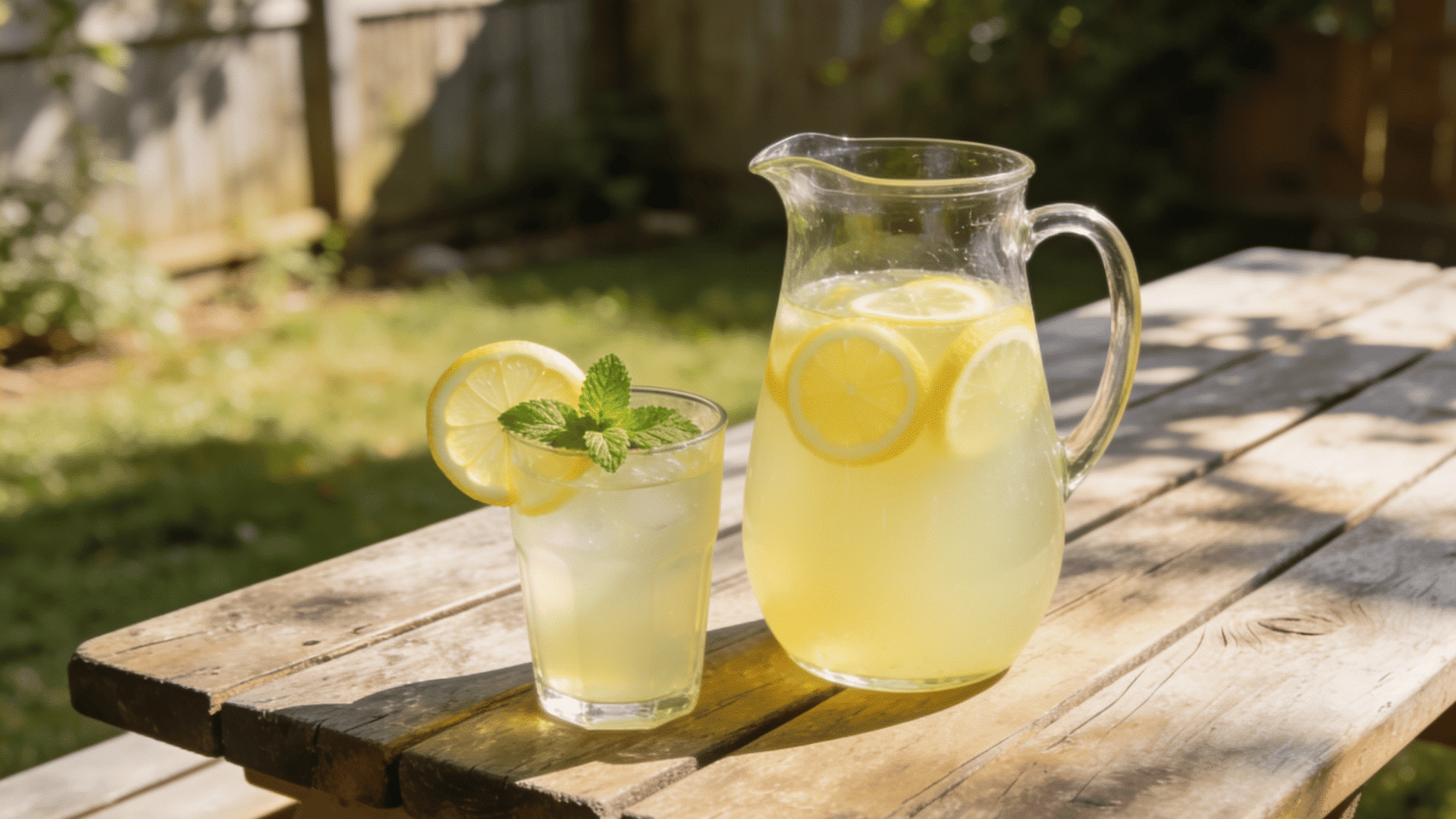 Tequila Lemonade with mint and lemon wheels