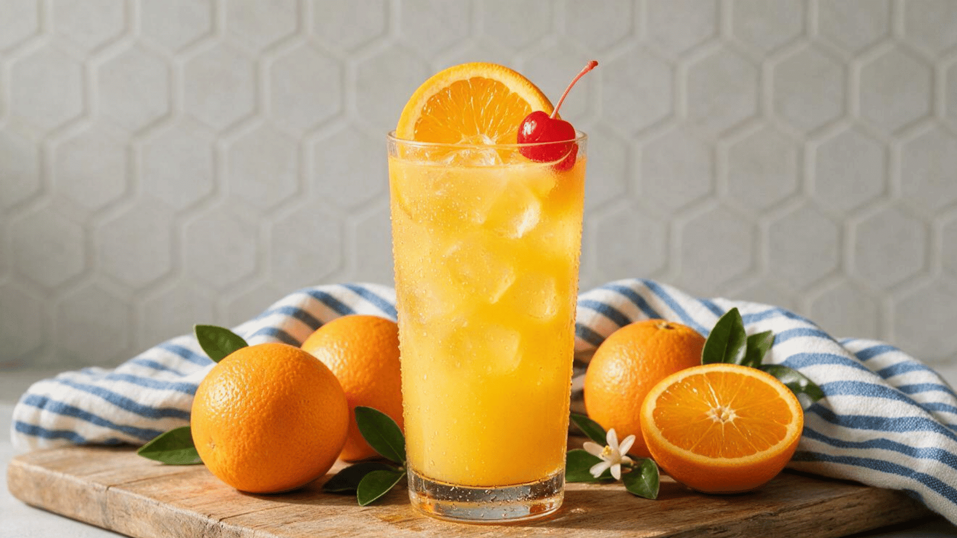 Tequila Screwdriver with orange juice and ice