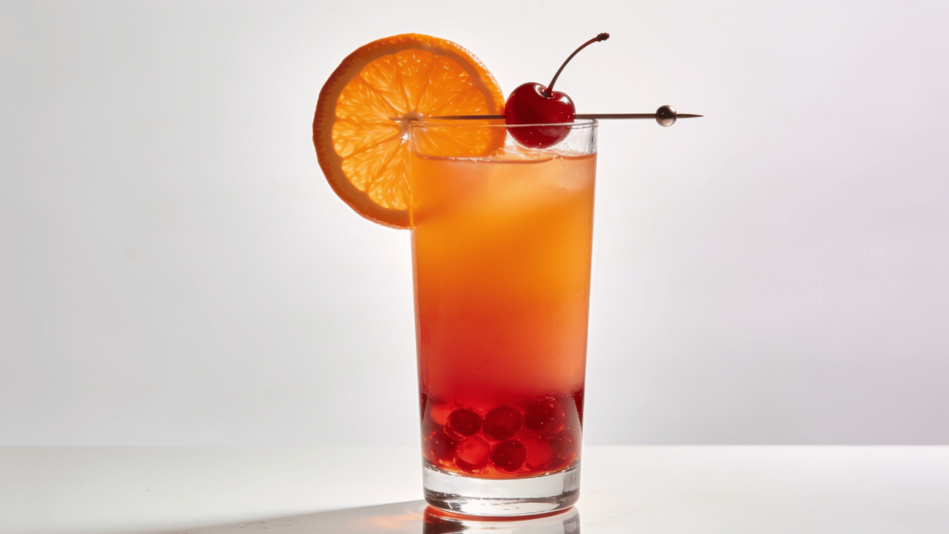 Tequila Sunrise with orange cherry gradient layers