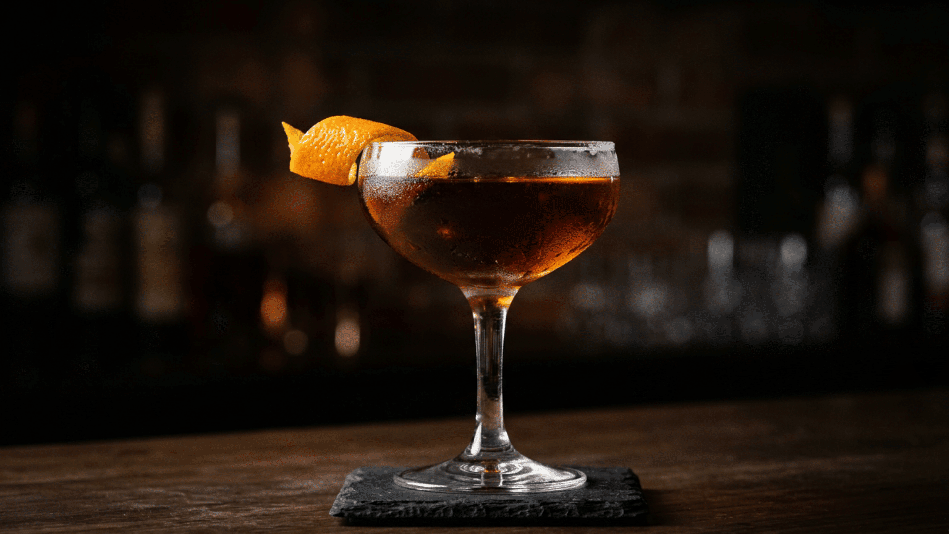 Blood and Sand cocktail with orange twist