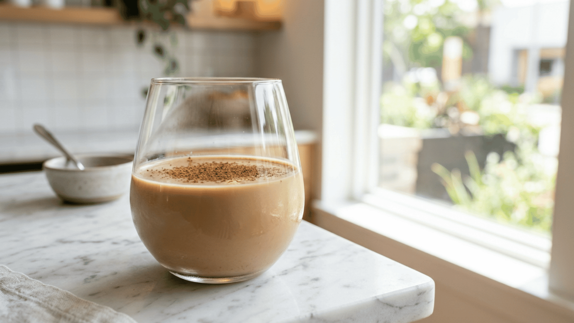 Coffee Brandy Alexander garnished with grated nutmeg in a coupe