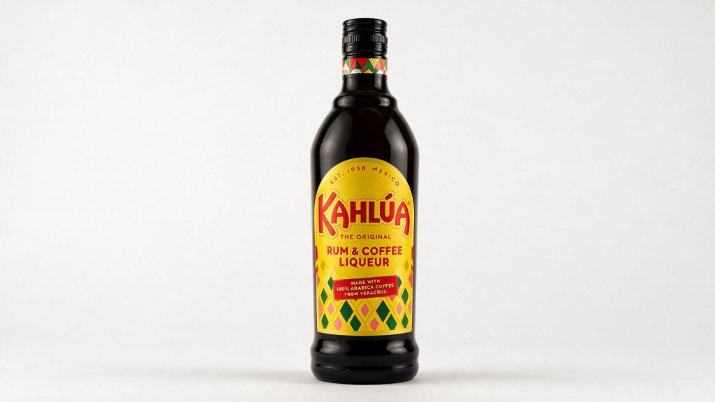 dark coffee liqueur bottlewith clear background.