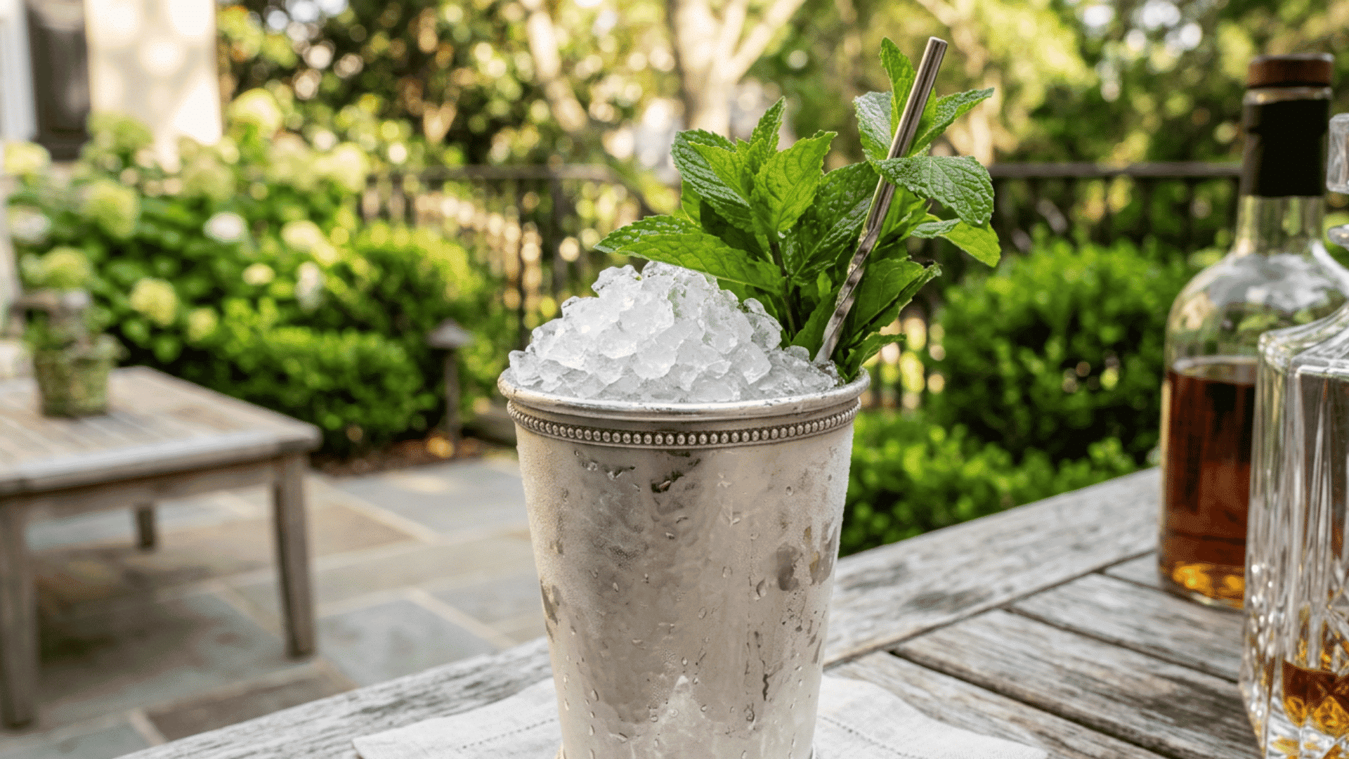 Mint Julep cup with mint and ice