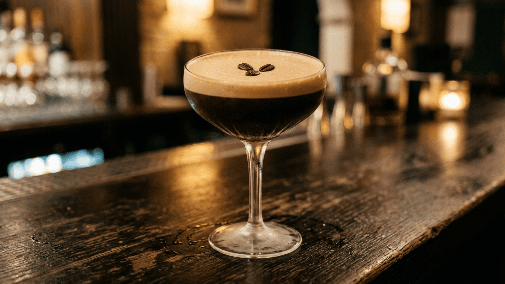 Reposado Espresso Martini with foam and coffee beans