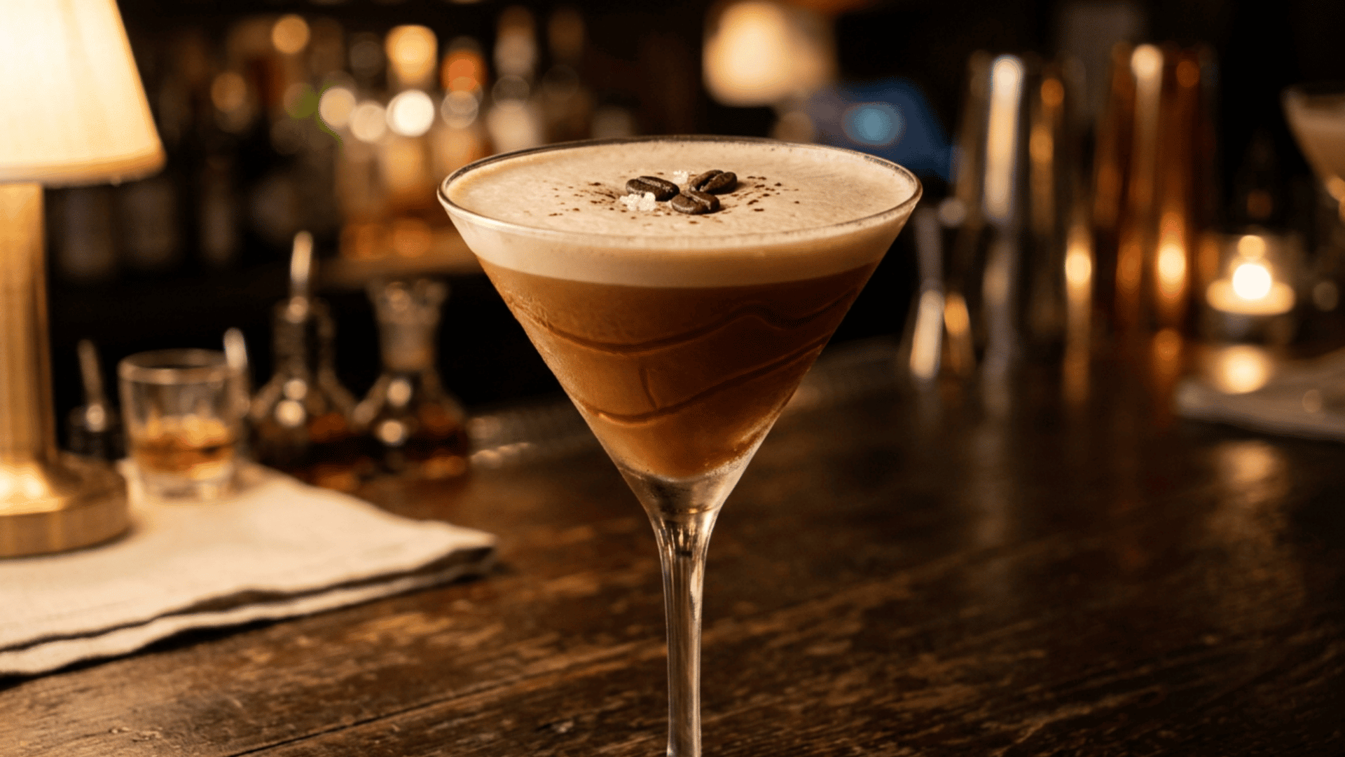 Salted Caramel Coffee Martini with caramel drizzle