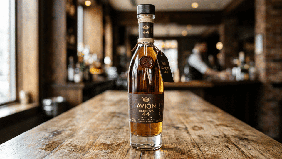 avión reserva 44 extra añejo bottle with dark caramel, dried fig, oak, and baking spice