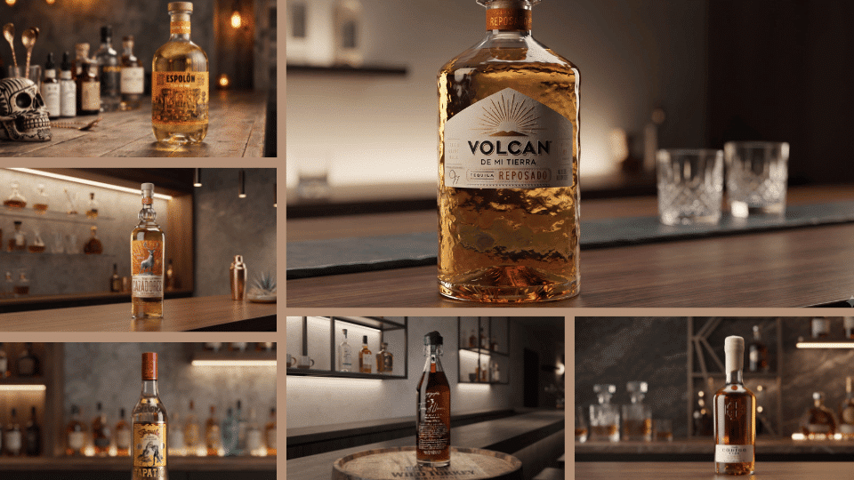 best tequila bottles for sipping displayed on wooden bar counters