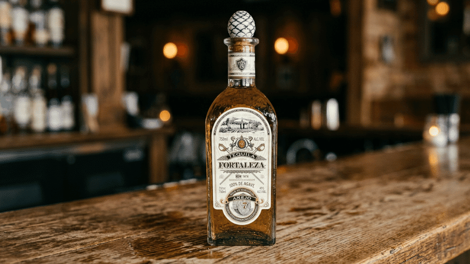 fortaleza añejo bottle with toasted oak, caramel, spice, and dried fruit notes