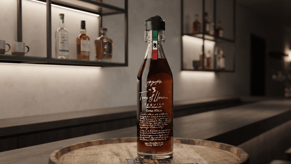 tears of llorona no. 3 extra añejo bottle with custard, chocolate, raisin, and caramel notes